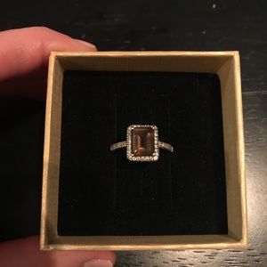 14K white gold smokey quartz ring